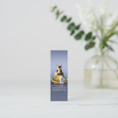 Origami Gold Foil Yoga Meditating Catoman and Cat Mini Visitekaartje (Staand voorkant)