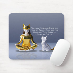 Origami Gold Foil Yoga Meditating Catoman and Cat Muismat