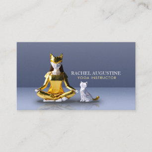 Origami Gold Foil Yoga Meditating Catoman and Cat Visitekaartje