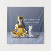 Origami Gold Foil Yoga Meditating Catoman and Cat Wandkleed (Voorkant)