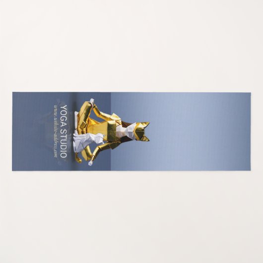 Origami Gold Foil Yoga Meditating Catoman and Cat Yogamat (Voorkant (horizontaal))