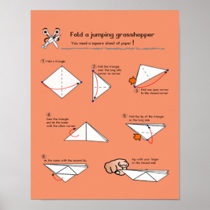 Origami Grasshopper How-to-Semi-Gloss-Poster Poster