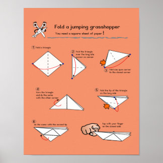 Origami Grasshopper How-to-Semi-Gloss-Poster Poster