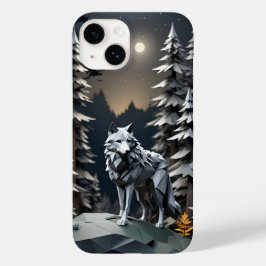 Origami Grijze Wolf Case-Mate iPhone 14 Hoesje
