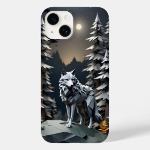 Origami Grijze Wolf Case-Mate iPhone 14 Hoesje