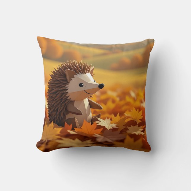 Origami Hedgehog Herfstthema Kussen (Voorkant)