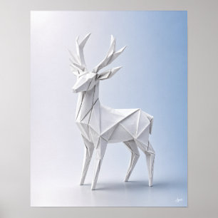 Origami Hertenportret Poster