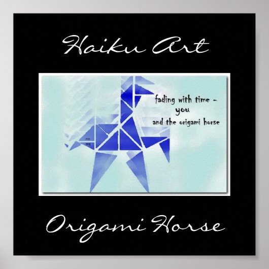 Origami Horse Haiku Art Print (Voorkant)