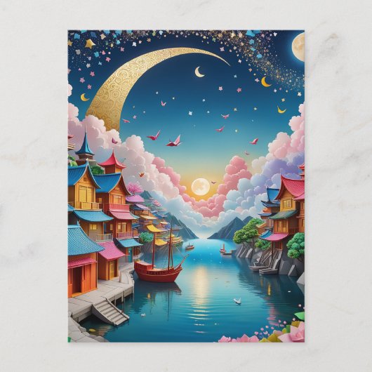 Origami is de traditionele Japanse kunst van papie Briefkaart (Voorkant)