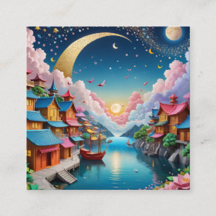 Origami is de traditionele Japanse kunst van papie Vierkante Visitekaartje