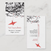 Origami Japans rood papier kruipen Silhouette Tree Visitekaartje (Voorkant / Achterkant)
