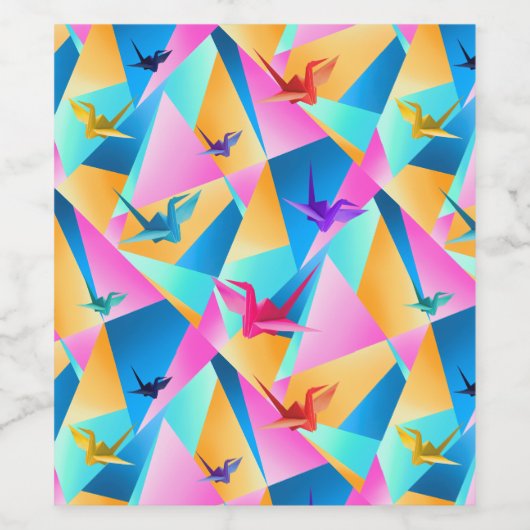 Origami Kaleidoscope Wijn Etiket (Enkel label)
