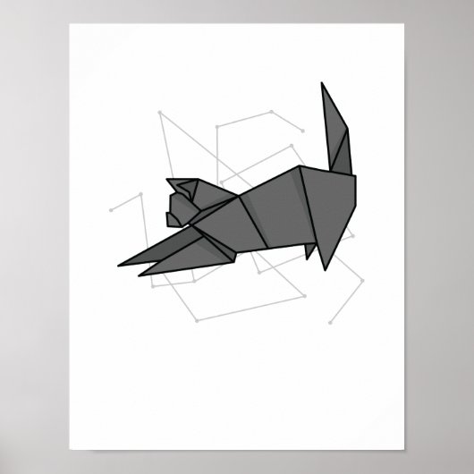 Origami Katze die sich streckt Poster (Voorkant)