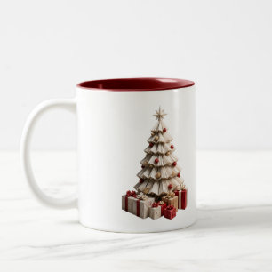 Origami Kerstboom met Cadeaus Mok