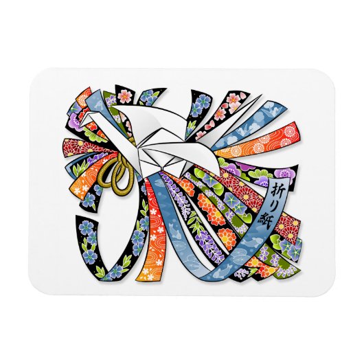 Origami kraan Japans papier veel geluk Noshi 折り紙 Magneet (Horizontaal)