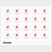 Origami Kraanvogels Trouw Monogram Ronde Sticker (Vel)
