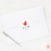 Origami Kraanvogels Trouw Monogram Ronde Sticker (Envelop)