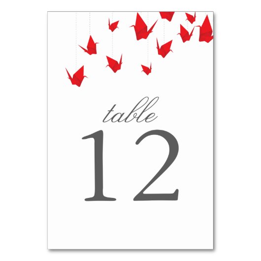 Origami kranen Tafelnummer Kaart (Voorkant)