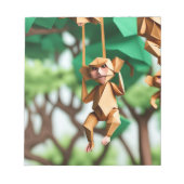 Origami Kunst - Whimsical Mischief: Speelse Aap Notitieblok (Voorkant)