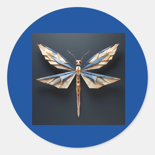 origami libel ronde sticker (Voorkant)