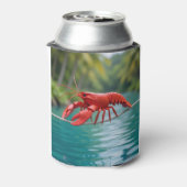 Origami Lobster on a tightrope koozie (Blikje Achterkant)