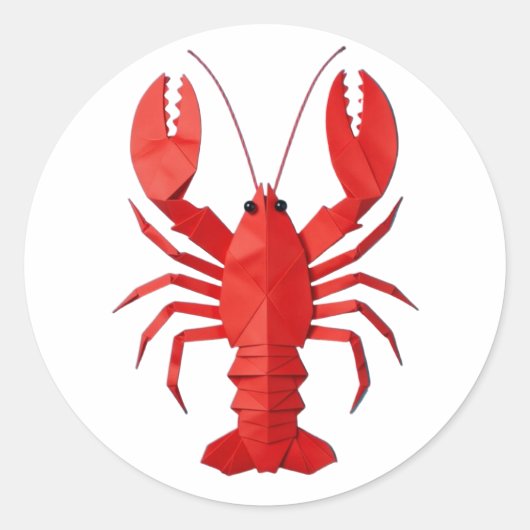 Origami lobster ronde sticker (Voorkant)