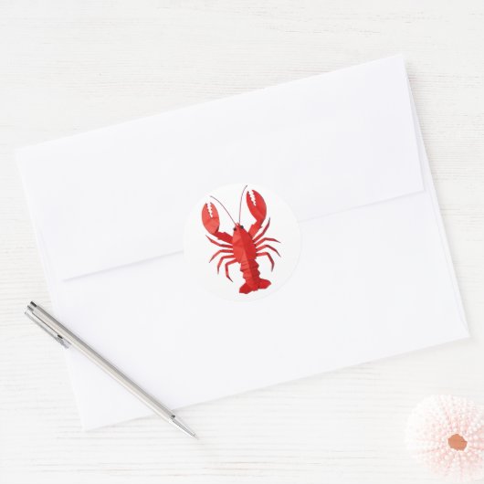 Origami lobster ronde sticker (Envelop)