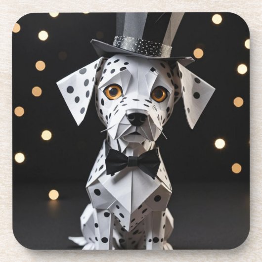 Origami mini fancy dalmatiër bier onderzetter (Voorkant)