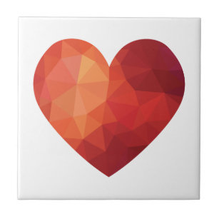 Origami modern 3d rood hart tegeltje