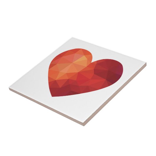 Origami modern 3d rood hart tegeltje (Zijkant)