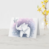 Origami Olifantenhoop en -dromen Kaart (Gele Bloem)