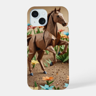 Origami Paard iPhone Hoesje 15 Case