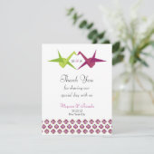 Origami Paper Crane Wedding Bedankkaart (Staand voorkant)