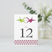 Origami Paper Crane Wedding Briefkaart (Staand voorkant)