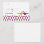 Origami Paper Crane Wedding Informatiekaartje (Voorkant / Achterkant)
