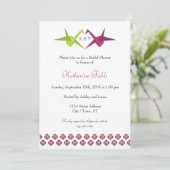 Origami Paper Crane Wedding Kaart (Staand voorkant)