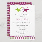 Origami Paper Crane Wedding Kaart (Voorkant / Achterkant)