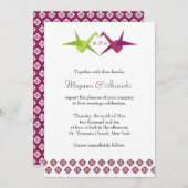 Origami Paper Crane Wedding Kaart (Voorkant / Achterkant)
