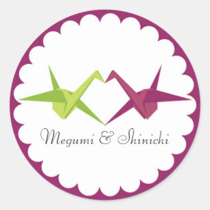 Origami Paper Crane Wedding Ronde Sticker