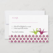 Origami Paper Crane Wedding RSVP (Voorkant)