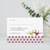 Origami Paper Crane Wedding RSVP (Staand voorkant)