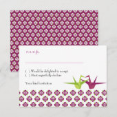 Origami Paper Crane Wedding RSVP (Voorkant / Achterkant)
