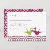 Origami Paper Crane Wedding Uitnodiging Briefkaart (Voorkant / Achterkant)