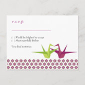 Origami Paper Crane Wedding Uitnodiging Briefkaart (Voorkant)