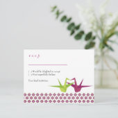 Origami Paper Crane Wedding Uitnodiging Briefkaart (Staand voorkant)