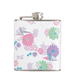 Origami Paper Cranes and Flowers Hip Flask Heupfles
