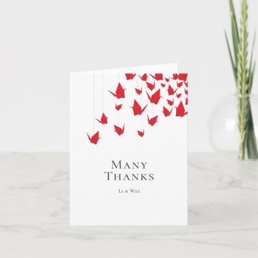 Origami Paper Cranes Bedankkaart (Voorkant)
