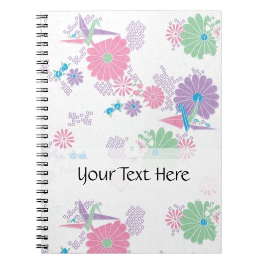 Origami Paper Cranes en Flowers Custom Notitieboek (Voorkant)