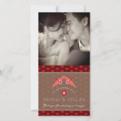 Origami Paper Cranes Scallops Asian Wedding Photo Bedankkaart (Voorkant)