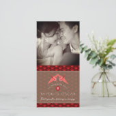 Origami Paper Cranes Scallops Asian Wedding Photo Bedankkaart (Staand voorkant)